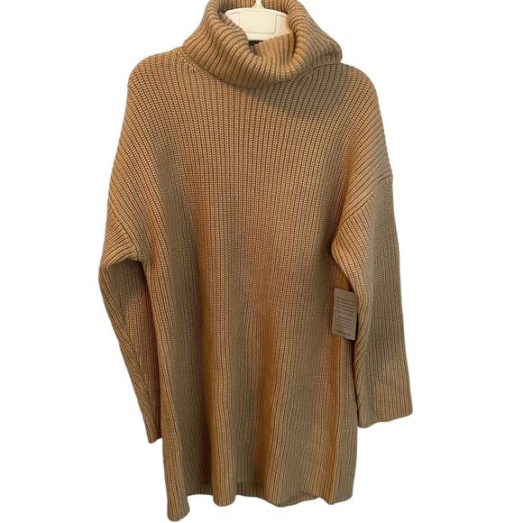 WAYF NWT NEW Turtleneck Sweater Dress Long Sleeves Camel Size XS - Picture 1 of 12